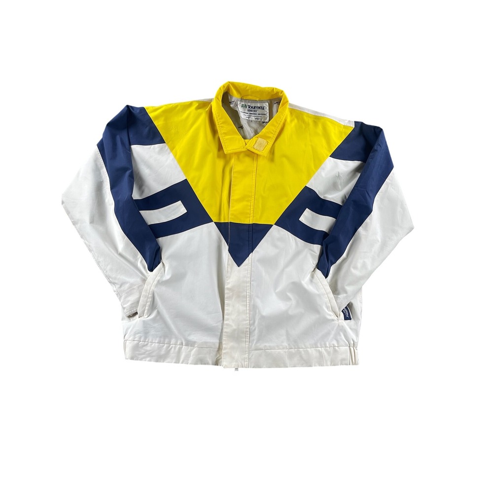 Vintage Tourney Gore-Tex Jacket Mens Medium Colorblock Windbreaker White Yellow